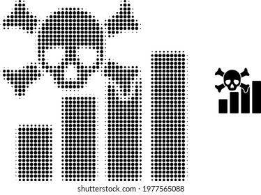 Death chart halftone dotted icon illustration. Halftone array contains round pixels. Vector illustration of death chart icon on a white background. Flat abstraction for death chart object.