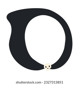 Death cloak hood Halloween costume accessory hand drawn illustration. Cartoon style flat design, isolated vector. Kids seasonal print element, autumn holiday party, cosplay, carnival