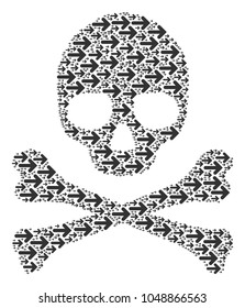 Death collage done of right arrow icons. Vector right arrow items are composed into geometric dead collage.