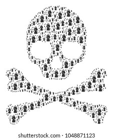 Death collage done of death scytheman pictograms. Vector death scytheman items are organized into mosaic horror pattern.