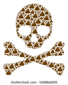 Death collage organized of shit icons. Vector shit elements are composed into geometric horror illustration.