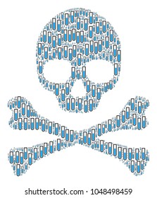 Death composition composed of test tube design elements. Vector test tube design elements are united into conceptual skeleton illustration.