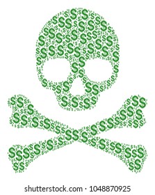 Death concept composed of dollar pictograms. Vector dollar elements are composed into geometric deadly composition.