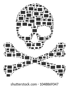 Death concept composed of filled rectange elements. Vector filled rectange items are united into conceptual skeleton collage.