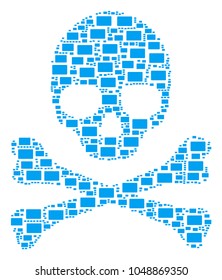 Death concept designed of filled rectangle design elements. Vector filled rectangle pictograms are united into mosaic horror composition.
