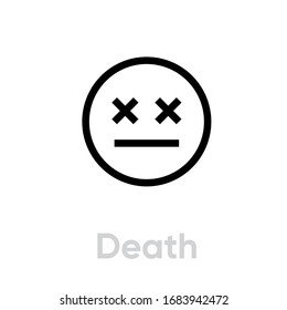 Death Coronavirus icon. Editable line vector. Stylized face, dead man. Single pictogram.