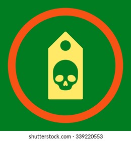 Death Coupon vector icon. Style is bicolor flat rounded symbol, orange and yellow colors, rounded angles, green background.
