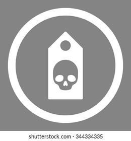 Death Coupon vector icon. Style is flat rounded symbol, white color, rounded angles, gray background.