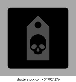 Death Coupon vector icon. Style is flat rounded square button, gray and black colors, silver background.