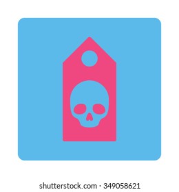 Death Coupon vector icon. Style is flat rounded square button, pink and blue colors, white background.