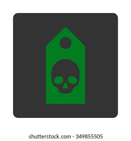 Death Coupon vector icon. Style is flat rounded square button, green and gray colors, white background.