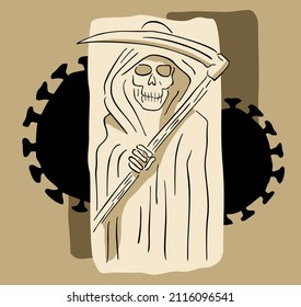 Death From Covid-19 Or Other Viral Disease - Drawn Grim Reaper Sketch