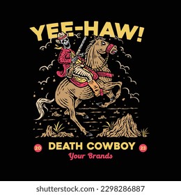 Death cowboy tee graphic vector.