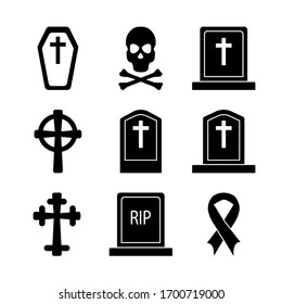 Death Cross Grave and Skull and crossbones vector icon set