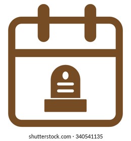 Death Date vector icon. Style is flat symbol, brown color, rounded angles, white background.