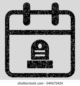 Death Day grainy textured icon for overlay watermark stamps. Flat symbol with dirty texture. Dotted vector black ink rubber seal stamp with grunge design on a light gray background.