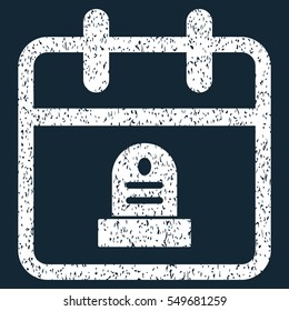 Death Day grainy textured icon for overlay watermark stamps. Flat symbol with unclean texture. Dotted vector white ink rubber seal stamp with grunge design on a dark blue background.