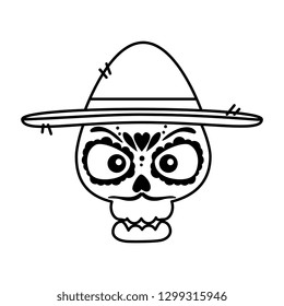 death day mask with mariachi hat