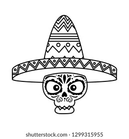 death day mask with mariachi hat