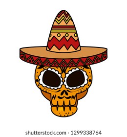 death day mask with mariachi hat