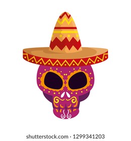 death day mask with mariachi hat