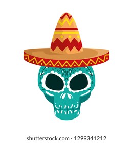 death day mask with mariachi hat