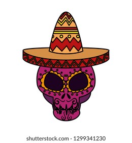 death day mask with mariachi hat