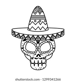 death day mask with mariachi hat