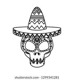 death day mask with mariachi hat
