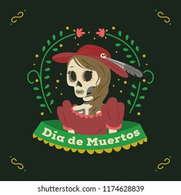 Death day poster with female skull character