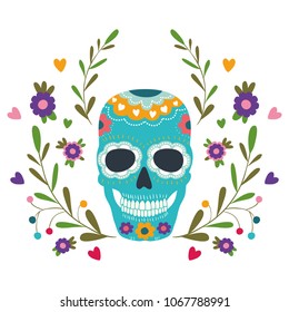 death day skull with wreath