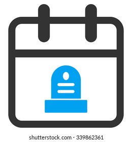 Death Day vector icon. Style is bicolor flat symbol, blue and gray colors, rounded angles, white background.