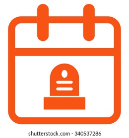 Death Day vector icon. Style is flat symbol, orange color, rounded angles, white background.