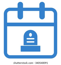 Death Day vector icon. Style is flat symbol, cobalt color, rounded angles, white background.