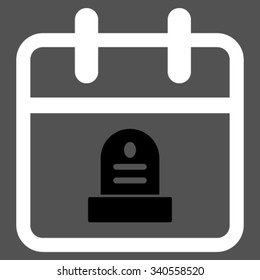 Death Day vector icon. Style is bicolor flat symbol, black and white colors, rounded angles, gray background.
