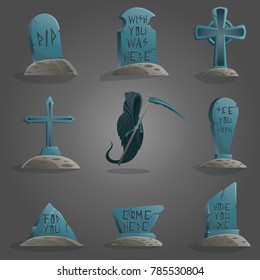 Death design concept set with cemetery and mourning