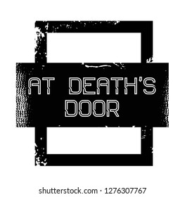 at death door advertising sticker, label, stamp on white.