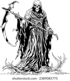 Death Dxf, handgezeichneter Tod, Death Silhouette Cut File, Grim Reaper Laser Cut File, Skull Metal Art, Grimm Reaper, Tod, Skelett, Horror, Gruselschrecken, Halloween