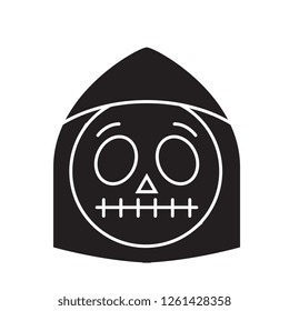 Death emoji black vector concept icon. Death emoji flat illustration, sign