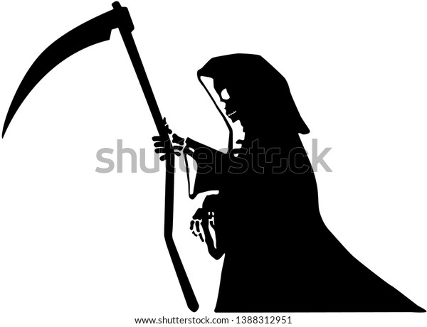 Death Figure Scythe Stencil Black Vector Stock Vector (Royalty Free ...