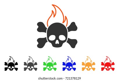 Death Fire icon. Vector illustration style is a flat iconic death fire symbol with black, grey, green, blue, red, orange color versions. Designed for web and software interfaces.