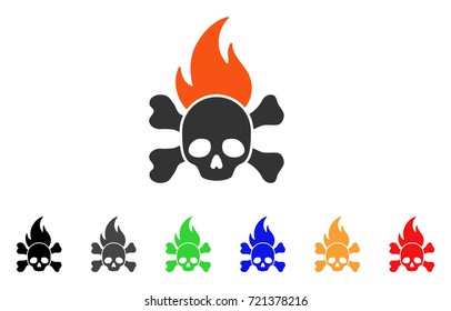 Death Fire icon. Vector illustration style is a flat iconic death fire symbol with black, gray, green, blue, red, orange color variants. Designed for web and software interfaces.