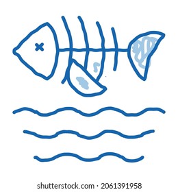 death of fish in water sketch icon vector. Hand drawn blue doodle line art death of fish in water sign. isolated symbol illustration