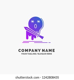 Death, frag, game, kill, sword Purple Business Logo Template. Place for Tagline.