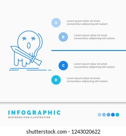 Death, frag, game, kill, sword Infographics Template for Website and Presentation. Line Blue icon infographic style vector illustration