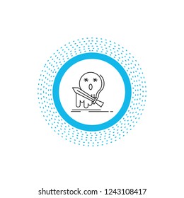 Death, frag, game, kill, sword Line Icon. Vector isolated illustration