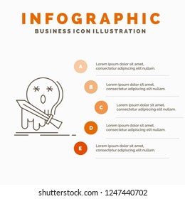 Death, frag, game, kill, sword Infographics Template for Website and Presentation. Line Gray icon with Orange infographic style vector illustration