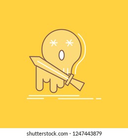 Death, frag, game, kill, sword Flat Line Filled Icon. Beautiful Logo button over yellow background for UI and UX, website or mobile application