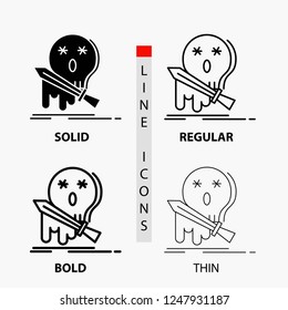 Death, frag, game, kill, sword Icon in Thin, Regular, Bold Line and Glyph Style. Vector illustration