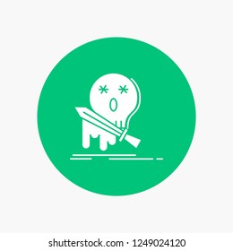 Death, frag, game, kill, sword White Glyph Icon in Circle. Vector Button illustration